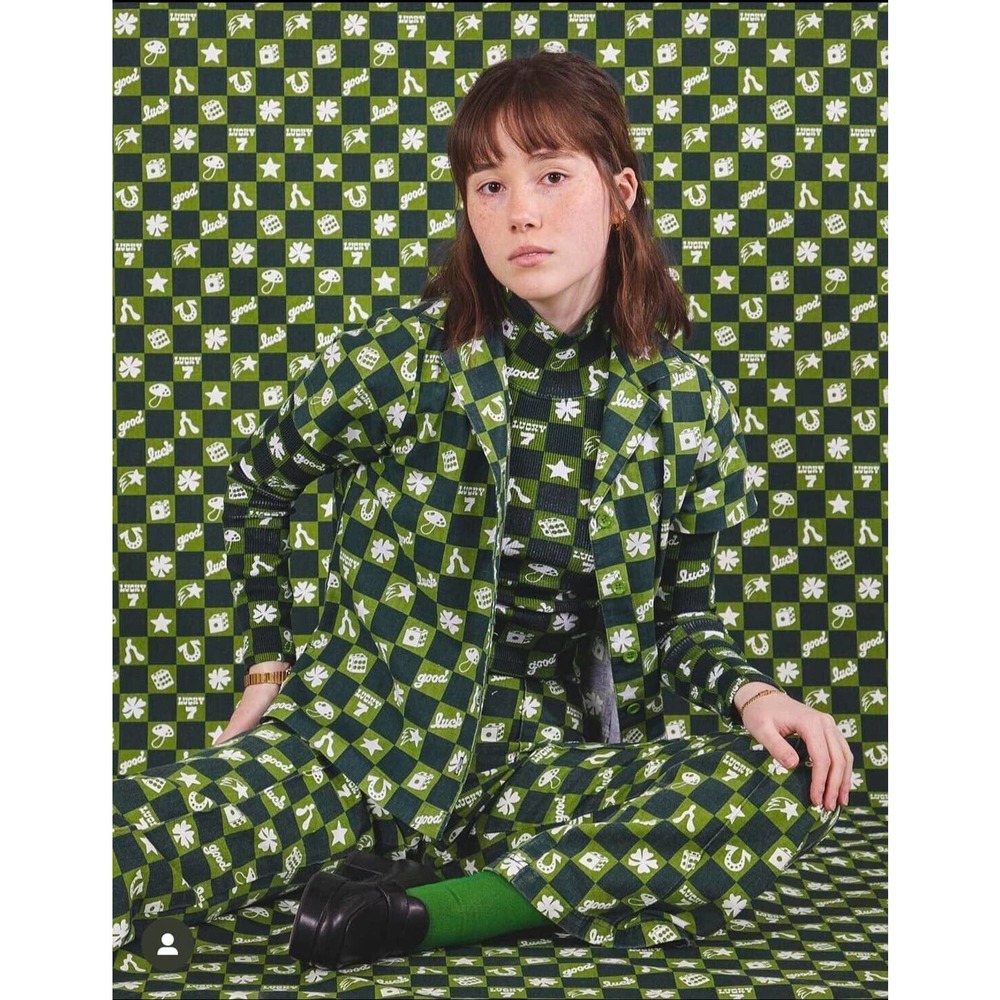 Size P Big Bud Press Work Jacket Lucky Green Print Pattern NWOT